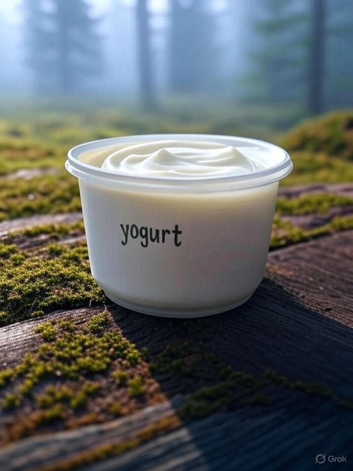 Velvety yogurt delight on wood